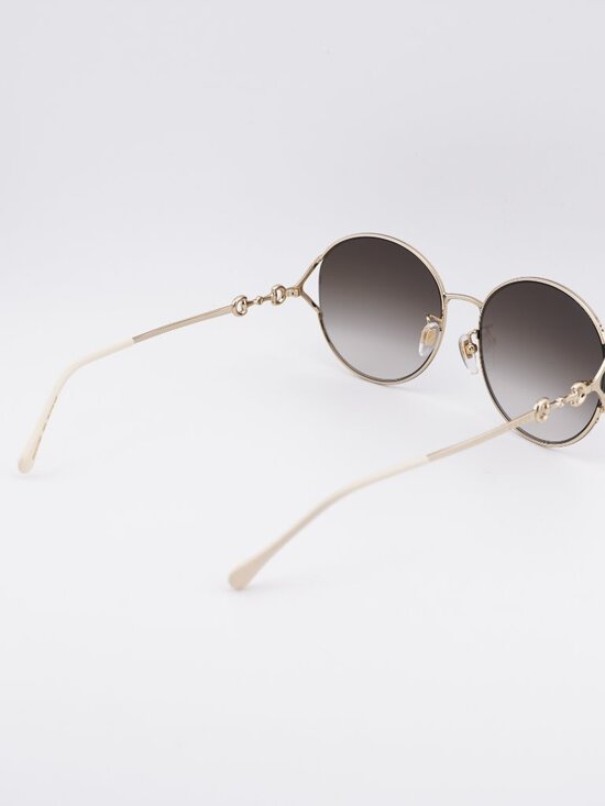 Gucci GG1017SK 003 Sunglasses Gold Round Frame, Brown Lenses main image 7
